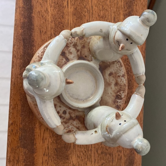 Votive holder Circle of Snowmen Exc Cond PO - Picture 2 of 6